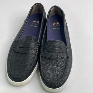 Cole Haan W11063 black pebble, leather loafers with white sole